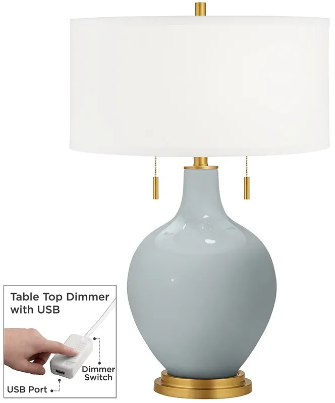 Uncertain Gray Toby Brass Accents Table Lamp with Dimmer