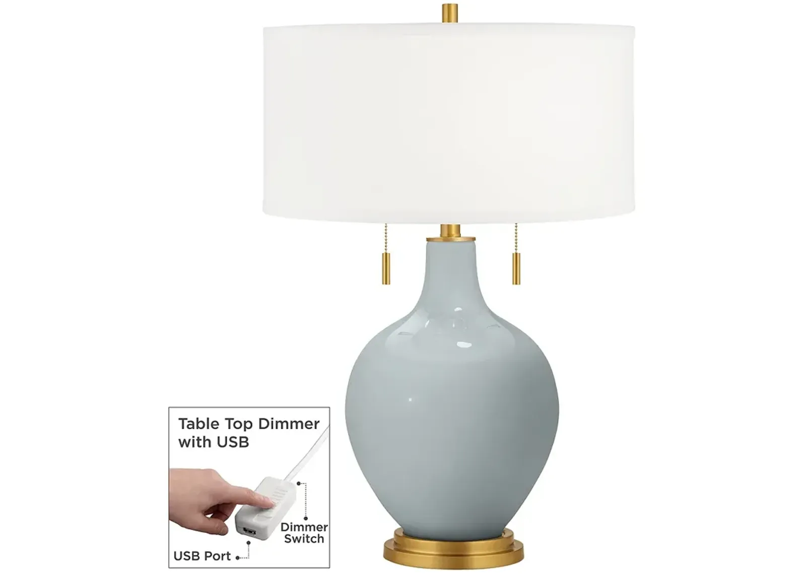 Uncertain Gray Toby Brass Accents Table Lamp with Dimmer