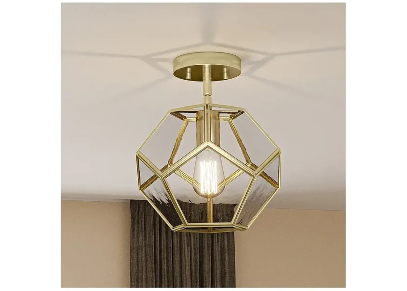 Kinslee 1-Light Polished Brass Semi-Flush Mount