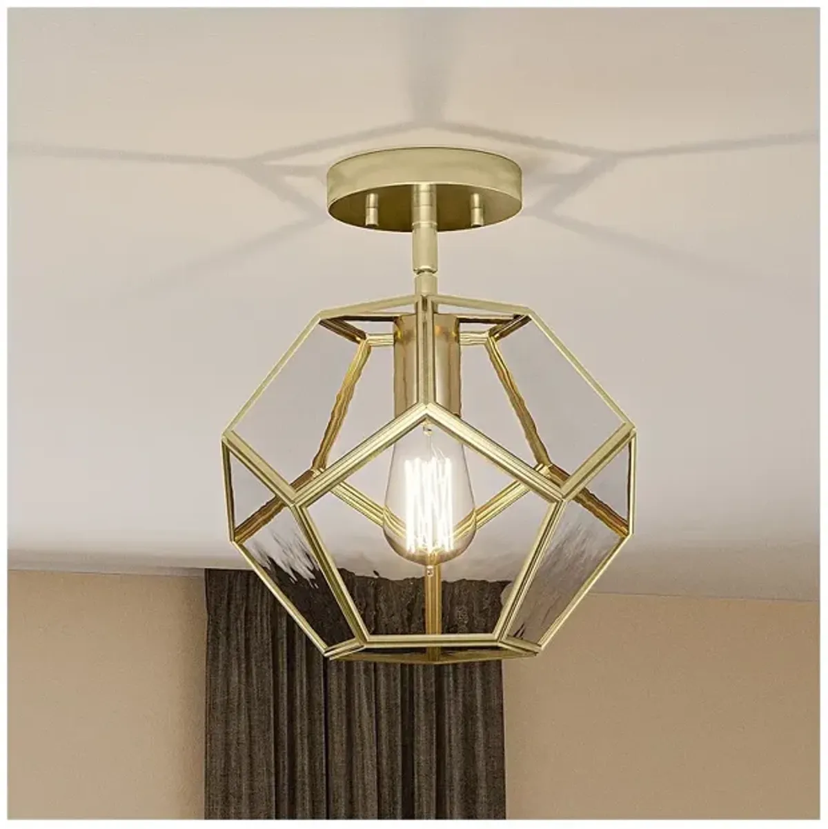 Kinslee 1-Light Polished Brass Semi-Flush Mount