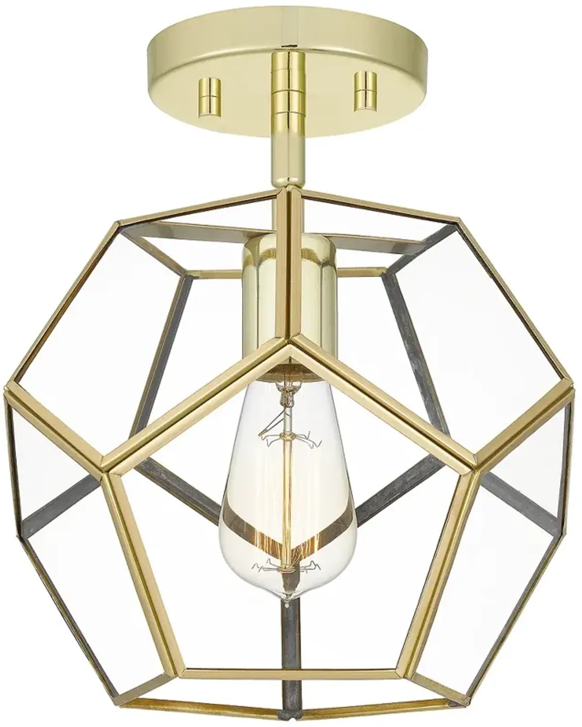 Kinslee 1-Light Polished Brass Semi-Flush Mount