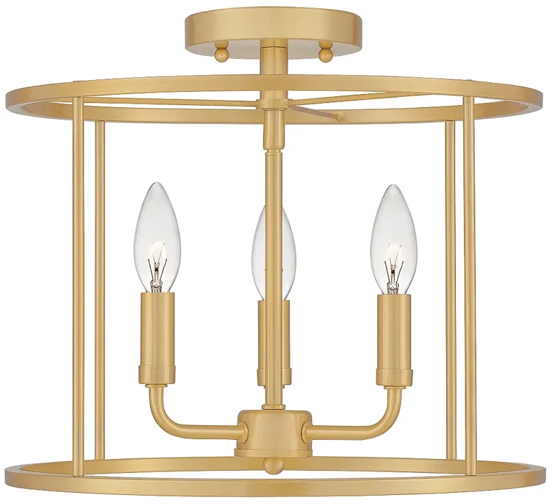 Quoizel Abner 14" Wide Aged Brass 3-Light Ceiling Light