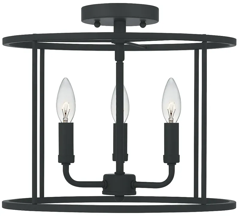 Quoizel Abner 14" Wide Matte Black 3-Light Ceiling Light