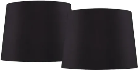 Springcrest Black Faux Silk Drum Lamp Shades 11x13x9.5 (Spider) Set of 2