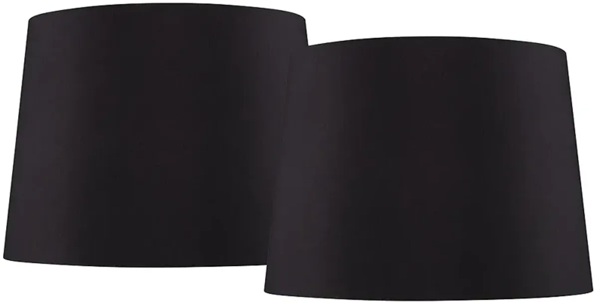 Springcrest Ella Black Faux Silk Drum Shades 11x13x9.5 (Spider) Set of 2