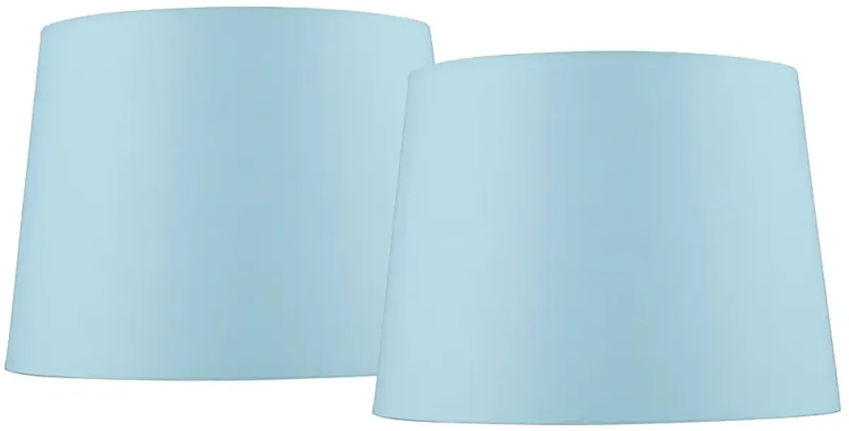 Springcrest Ella Soft Blue Drum Lamp Shades 11x13x9.5 (Spider) Set of 2