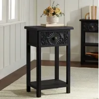 Francis 13 3/4" Wide Black Side Table with Drawer
