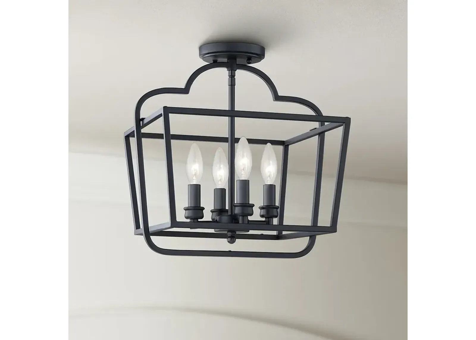 Quoizel Blanche 14" Wide Matte Black 4-Light Ceiling Light