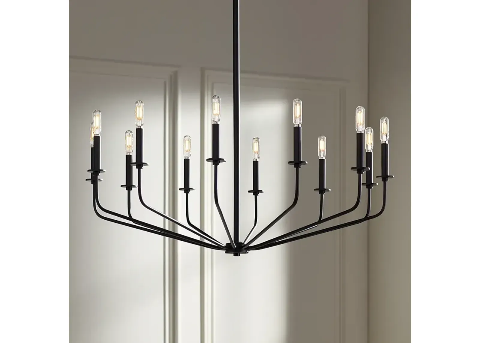 Franklin Iron Milanese 37 1/2" Black 12-Light Candelabra Chandelier