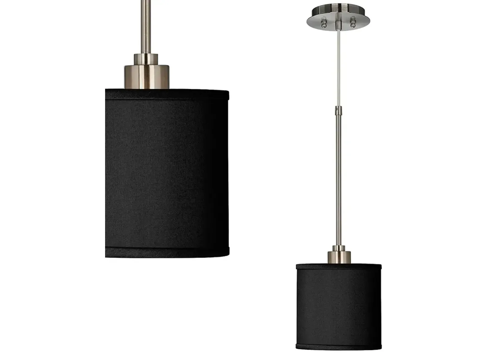 Possini Euro Black Faux Silk Shade 7" Wide Mini Pendant Light