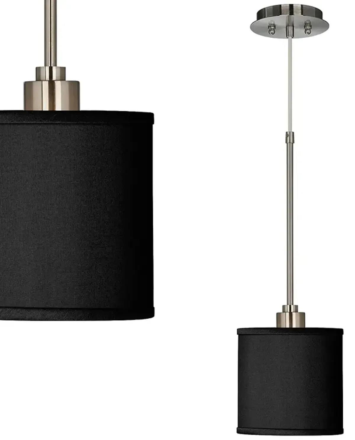 Possini Euro Black Faux Silk Shade 7" Wide Mini Pendant Light