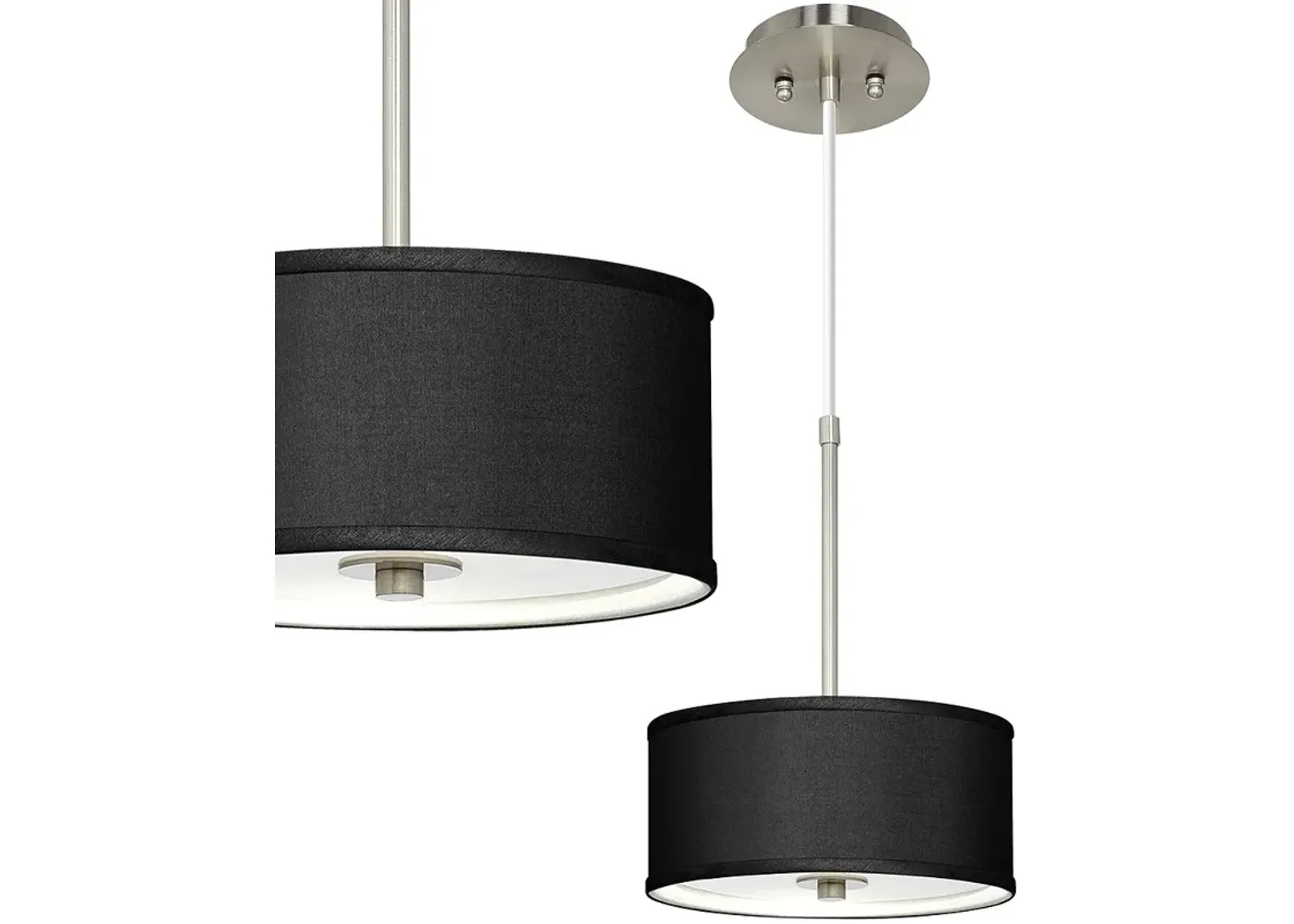 Possini Euro 10 1/4" Wide Black Faux Silk Modern Pendant Light