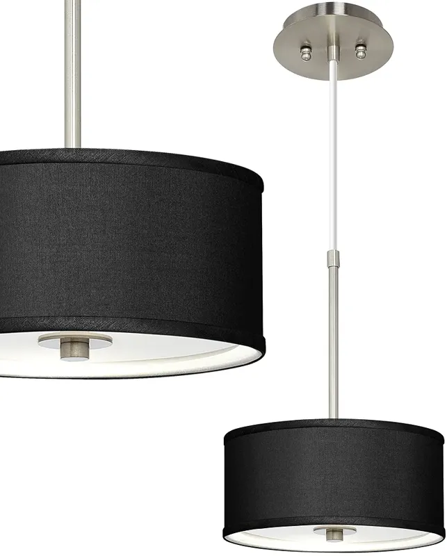 Possini Euro 10 1/4" Wide Black Faux Silk Modern Pendant Light