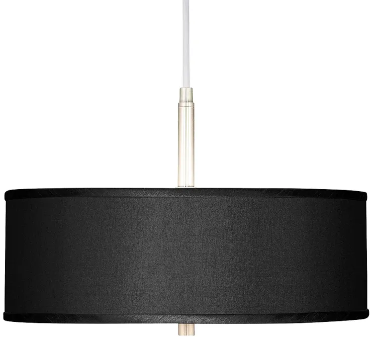 Possini Euro 16" Wide Black Faux Silk Modern Drum Pendant Light