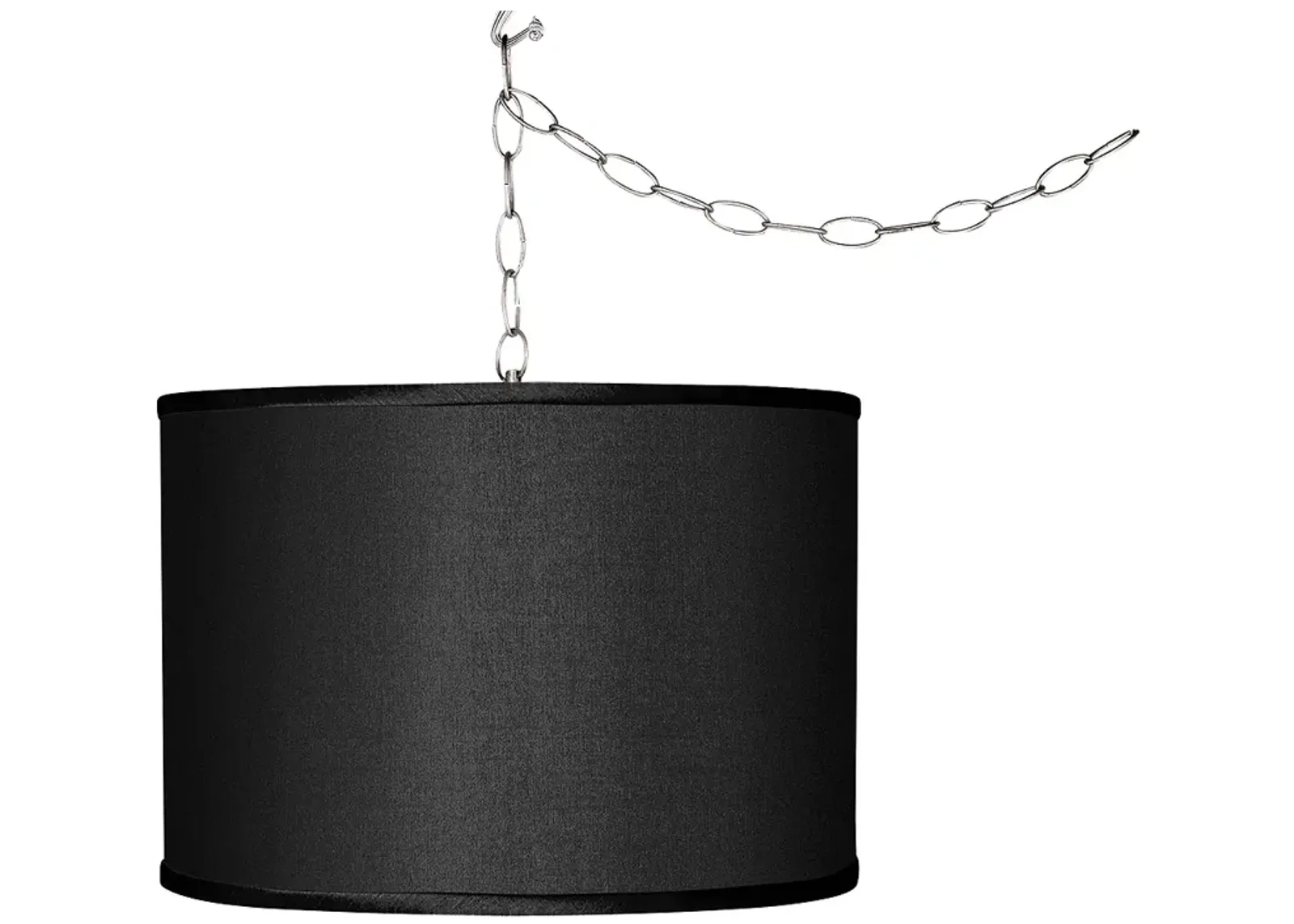 Black Faux Silk 13 1/2" Wide Plug-In Swag Pendant