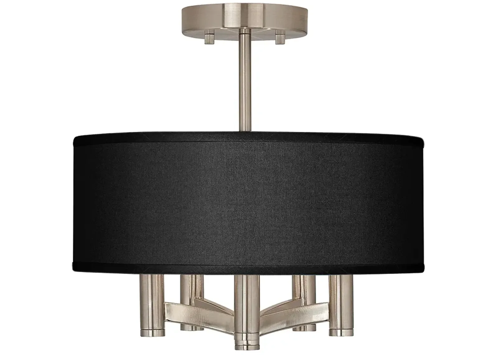 Possini Euro Ava 14" Faux Black Silk and Nickel Finish Ceiling Light