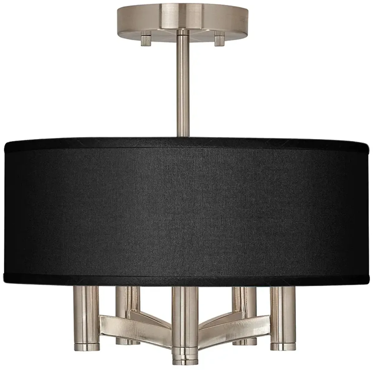 Possini Euro Ava 14" Faux Black Silk and Nickel Finish Ceiling Light