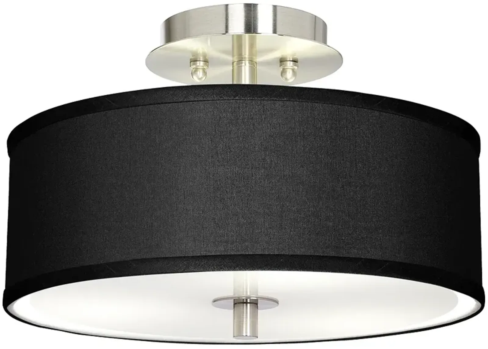 Possini Euro 14" Wide Black Faux Silk Modern Ceiling Light