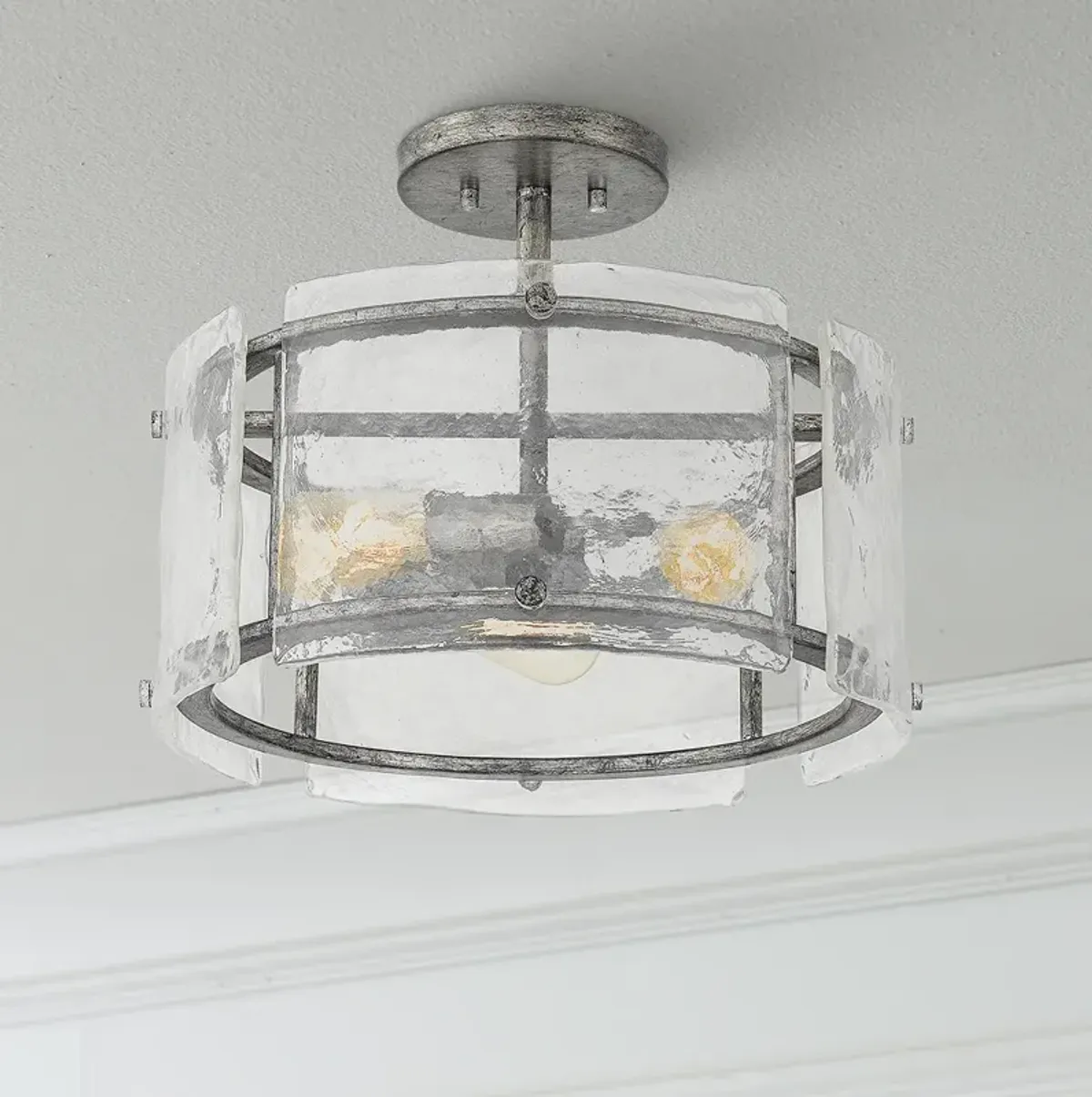 Quoizel Fortress 16"W Mottled Silver 3-Light Ceiling Light