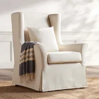 Pomona Oatmeal Fabric Slipcover Accent Chair
