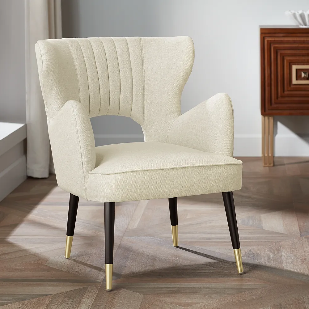 Kara Oatmeal Pleated Armchair