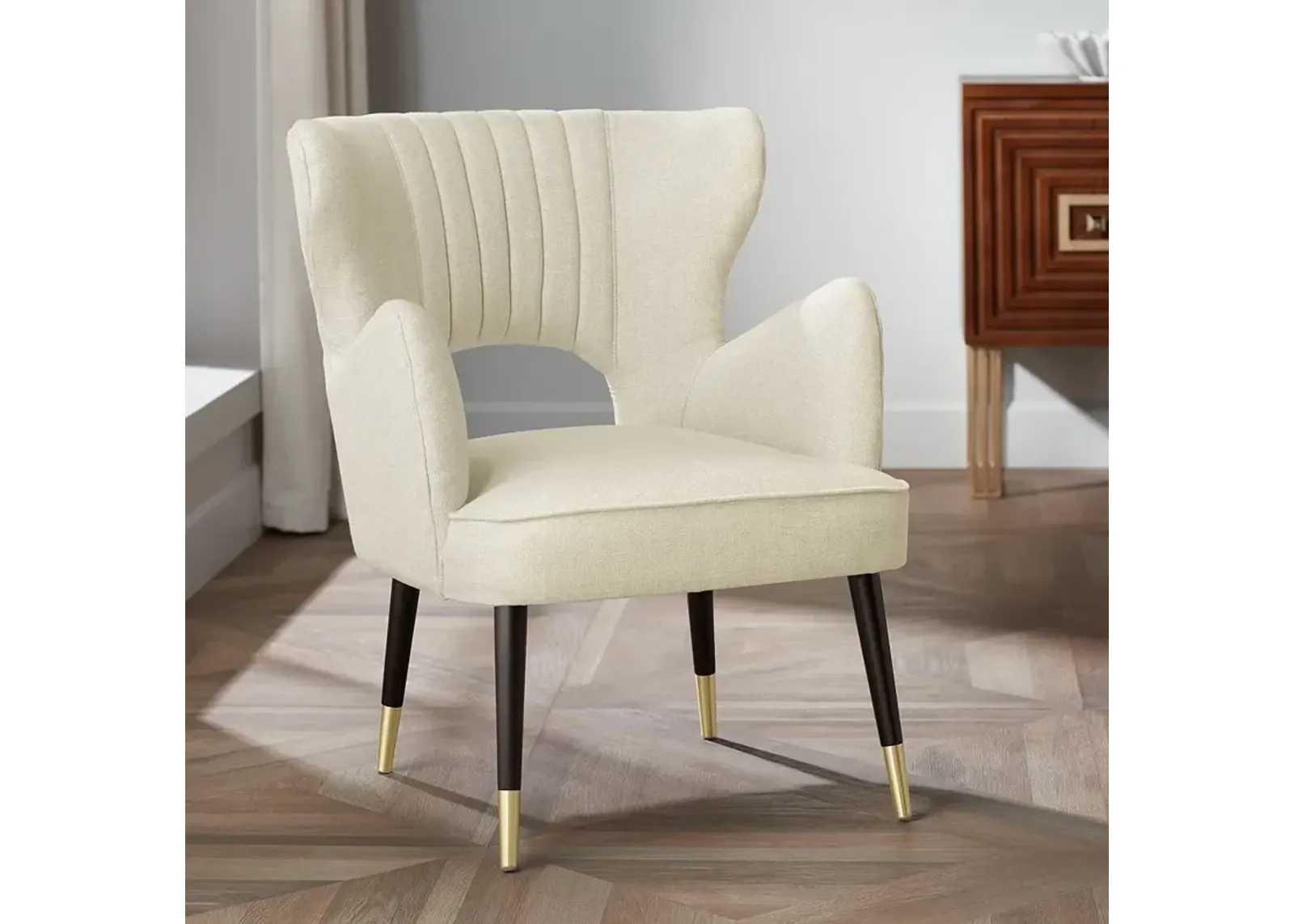 Kara Oatmeal Pleated Armchair