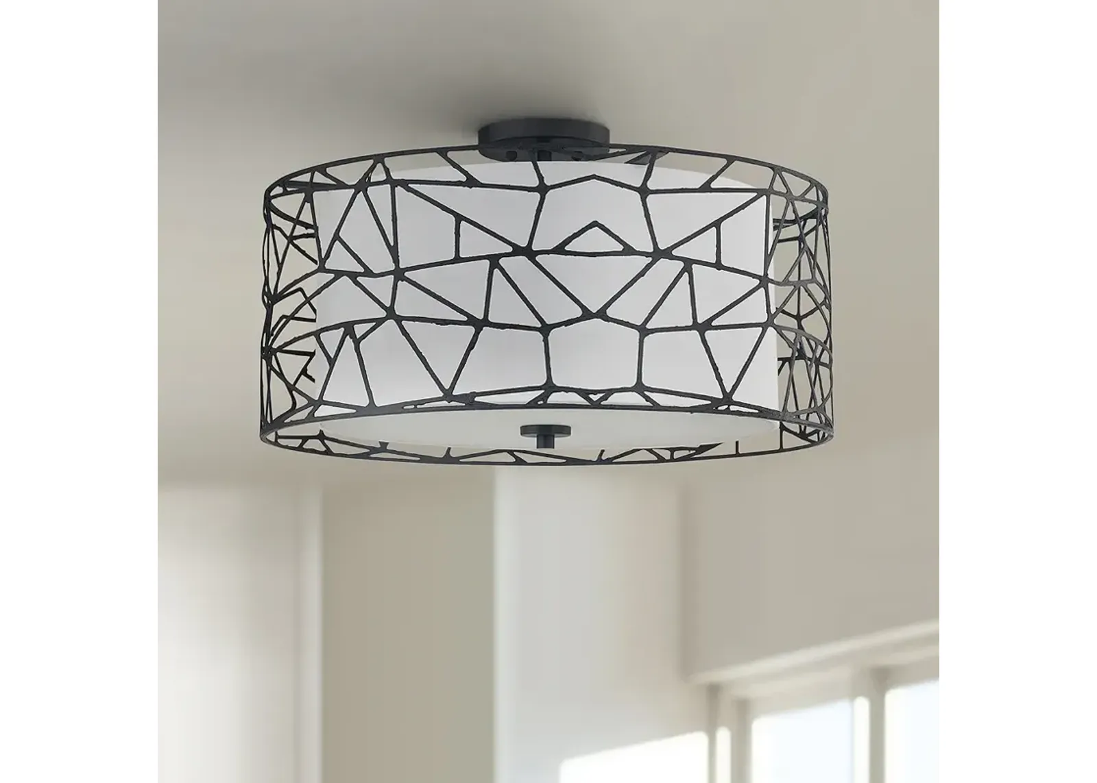 Quoizel Newcastle 23 1/2" Wide Matte Black 4-Light Drum Ceiling Light