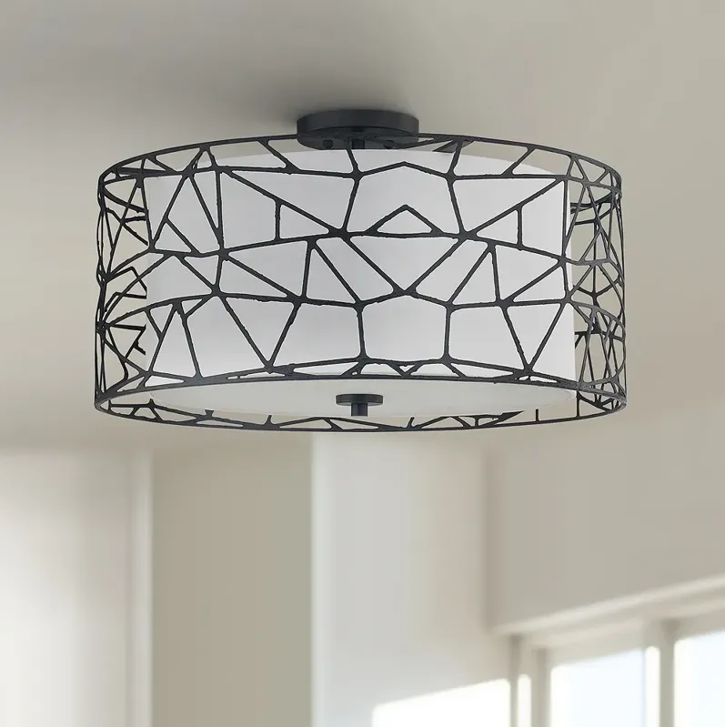 Quoizel Newcastle 23 1/2" Wide Matte Black 4-Light Drum Ceiling Light