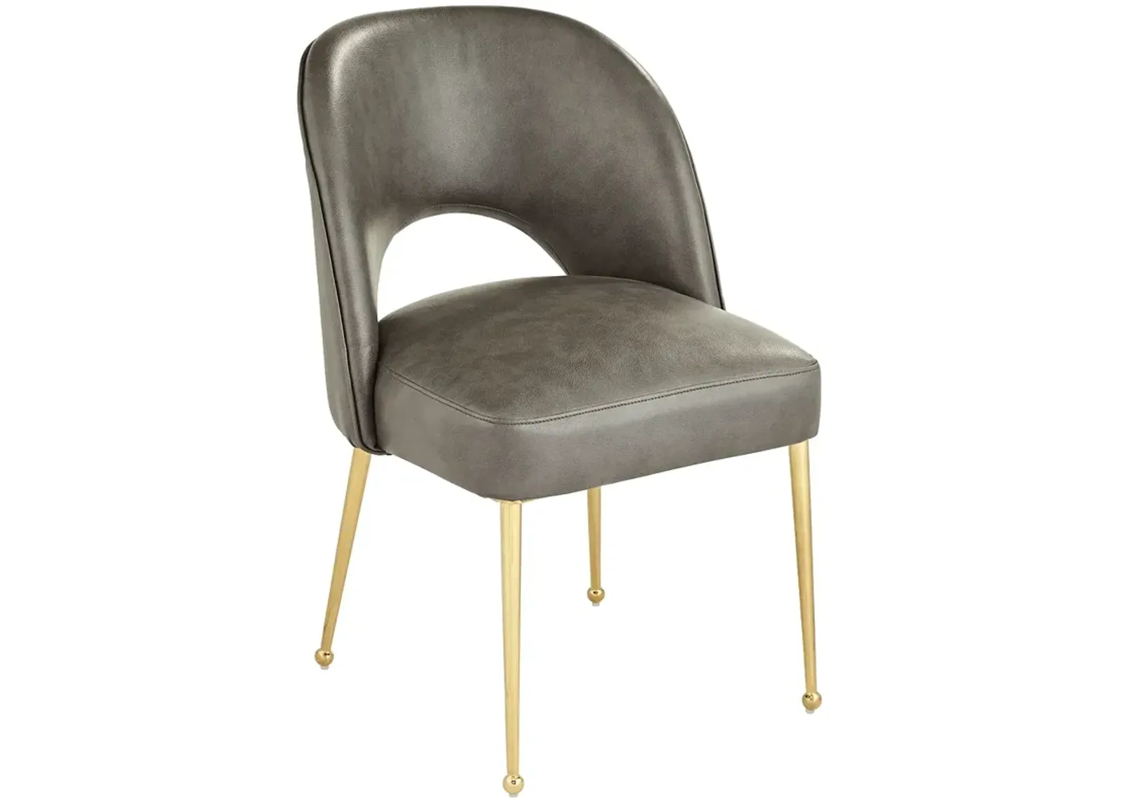 Kais Gray Faux Leather and Gold Legs Dining Chair