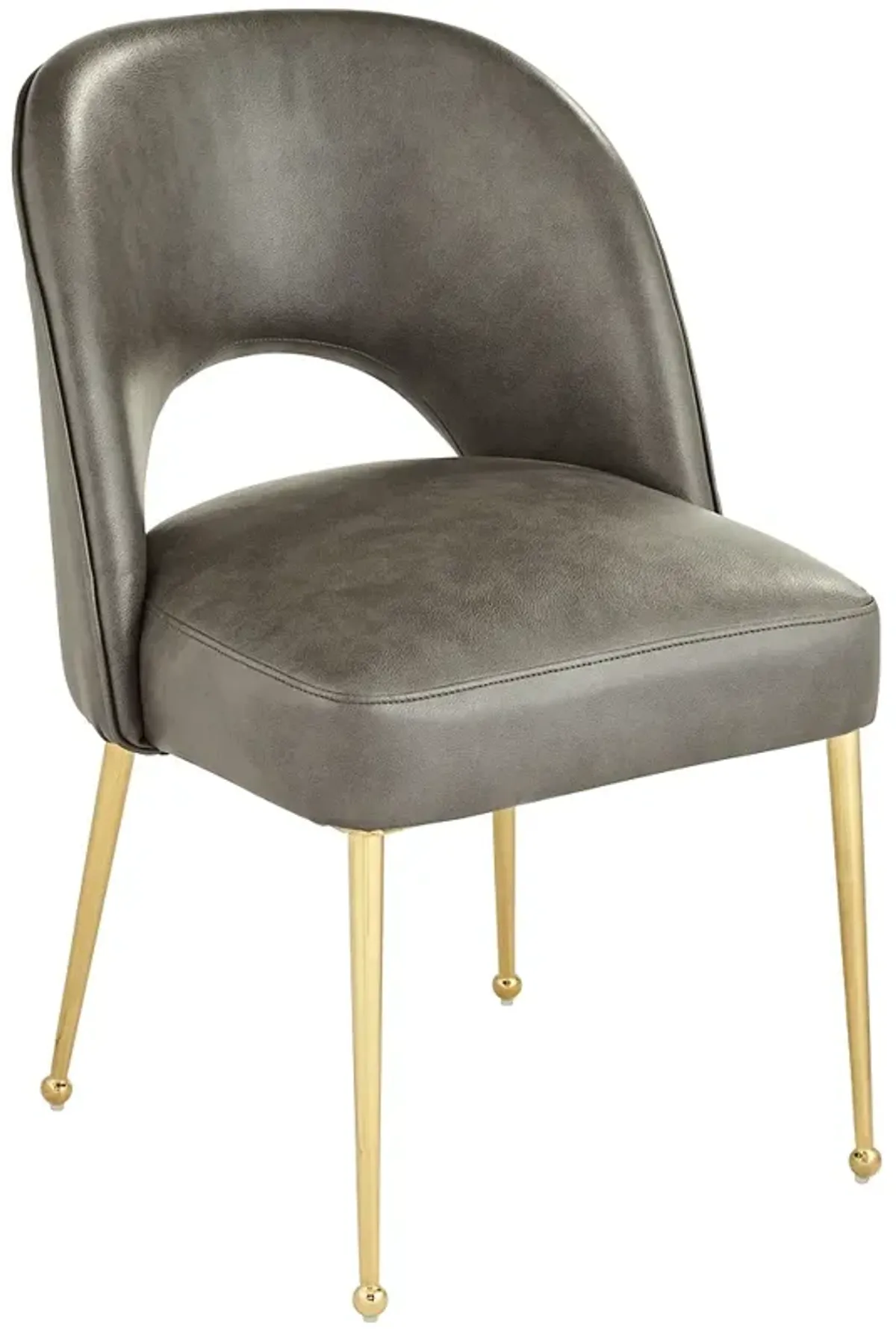 Kais Gray Faux Leather and Gold Legs Dining Chair