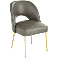 Kais Gray Faux Leather and Gold Legs Dining Chair