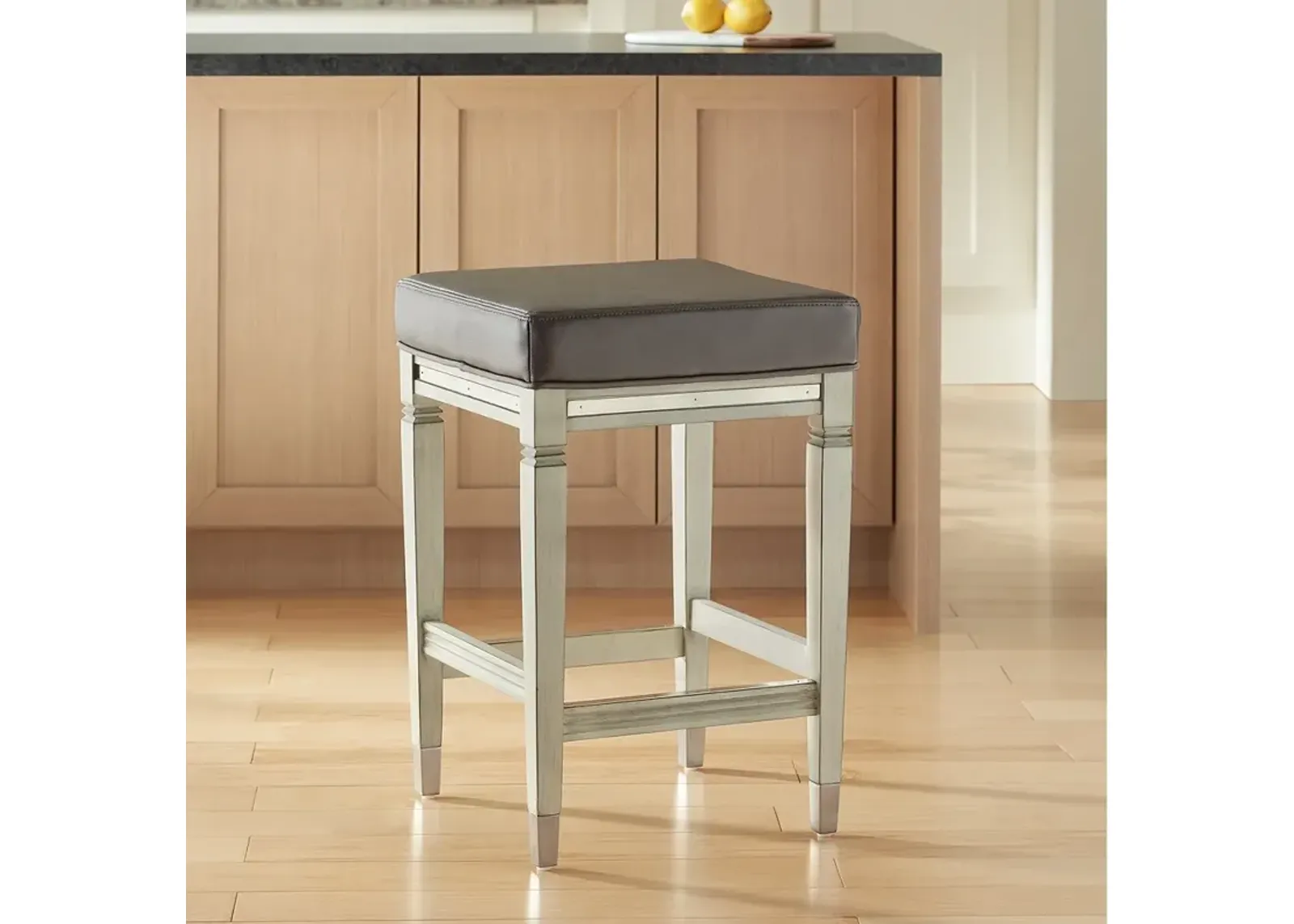 Jaxon 26" High Gunpowder and Grey Faux Leather Counter Stool