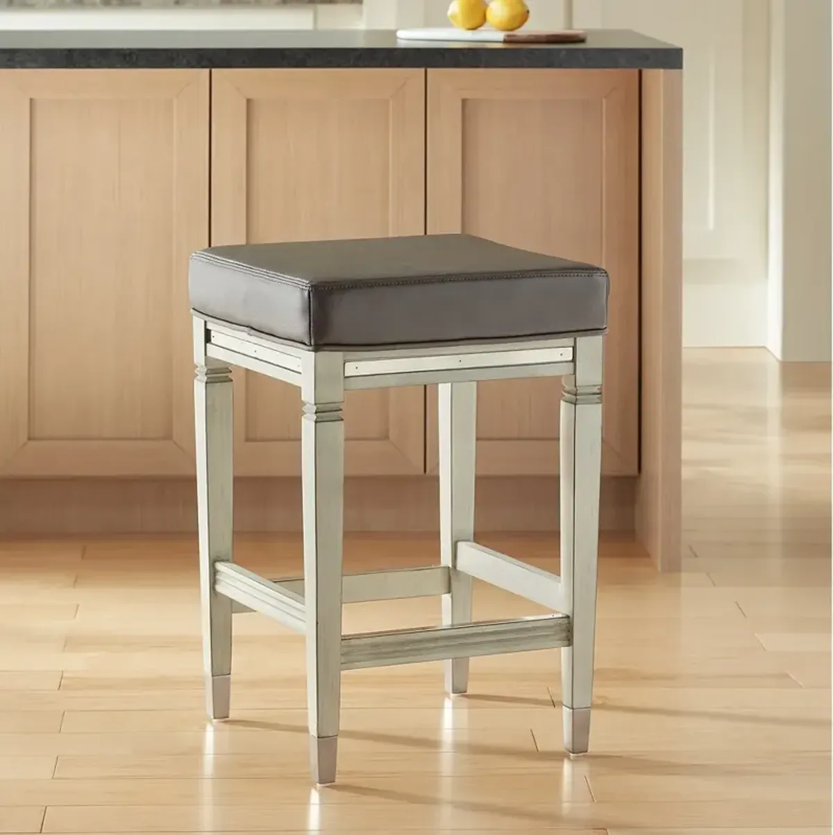 Jaxon 26" High Gunpowder and Grey Faux Leather Counter Stool