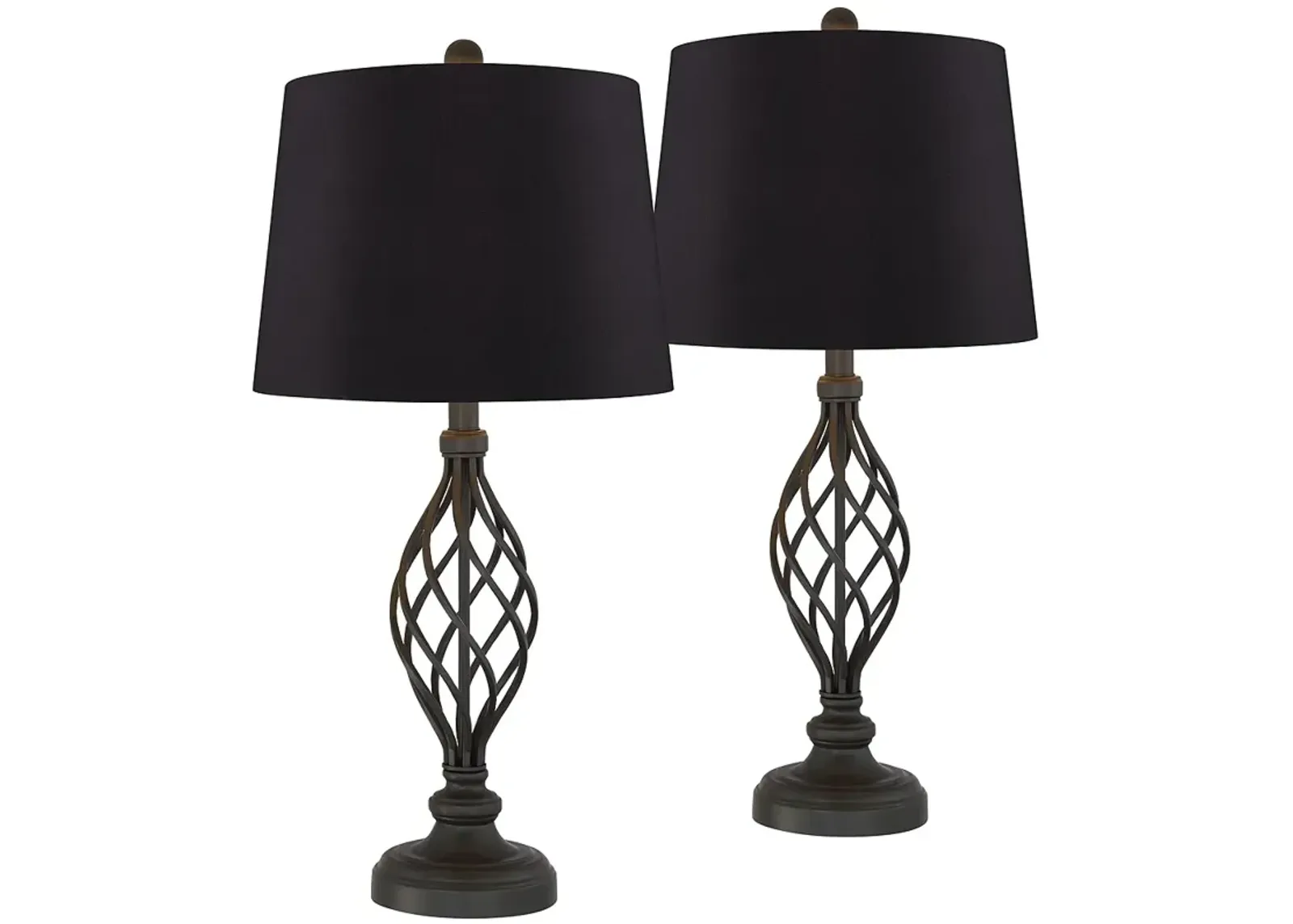 Franklin Iron Works Annie 28" Black Scroll Table Lamps Set of 2