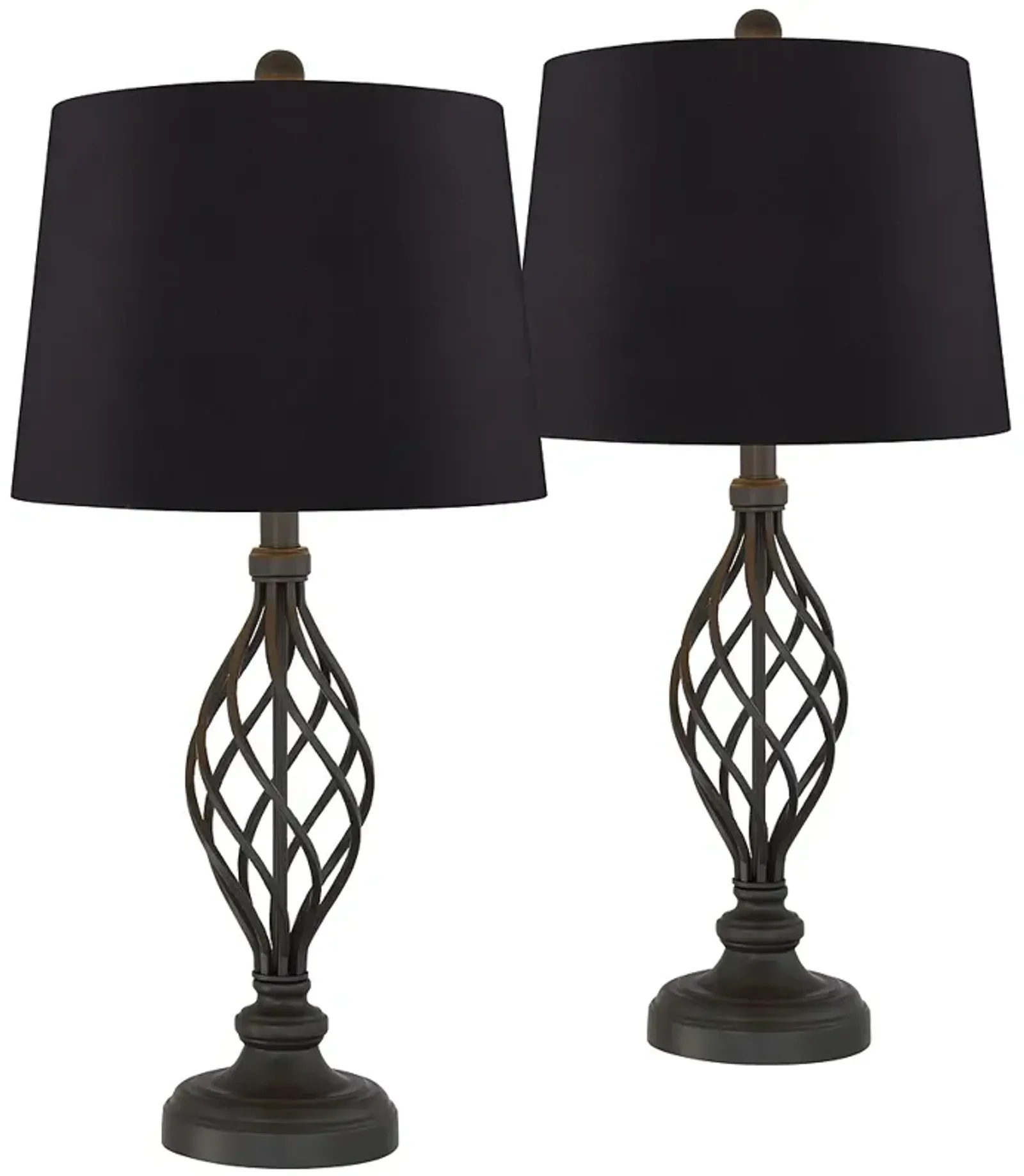 Franklin Iron Works Annie 28" Black Scroll Table Lamps Set of 2