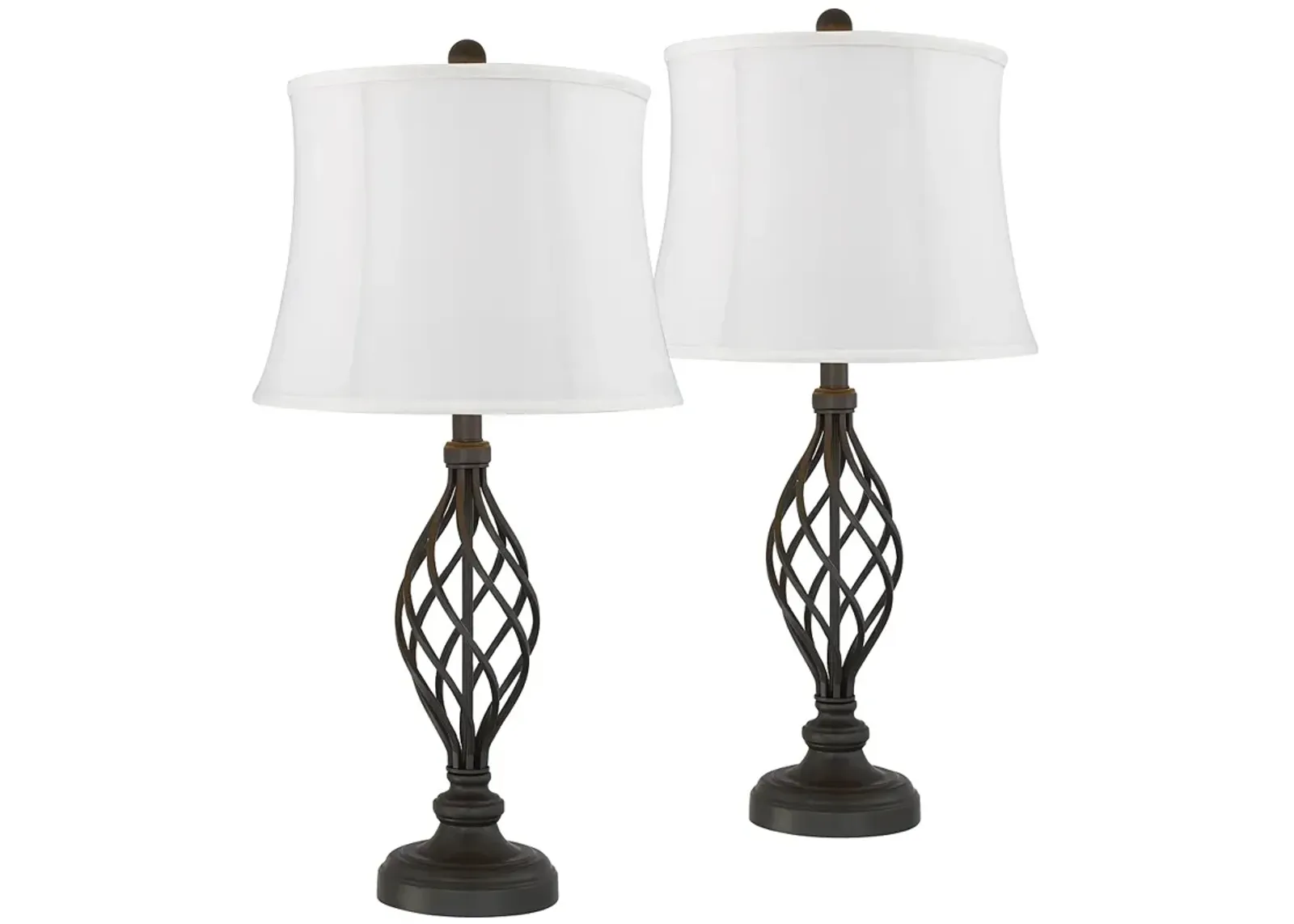 Franklin Iron Works Annie 28" White and Iron Scroll Lamps Set of 2