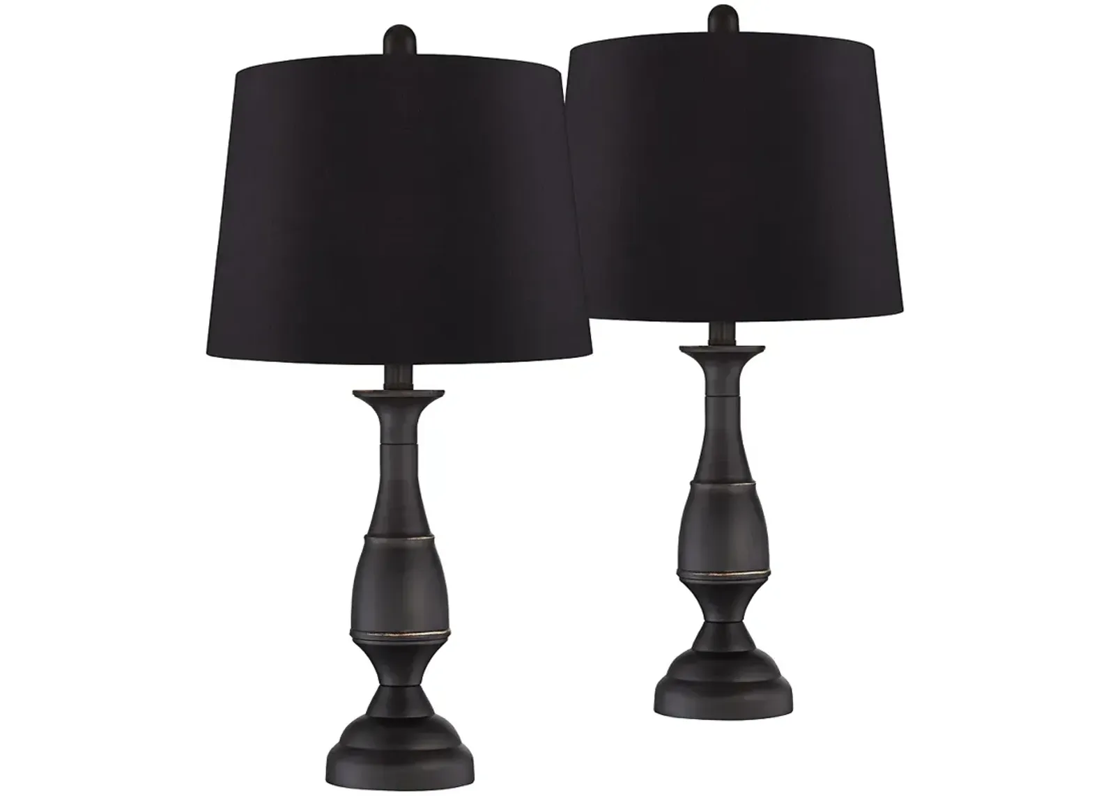 Regency Hill Ben 25" Dark Bronze Black Shade Table Lamps Set of 2