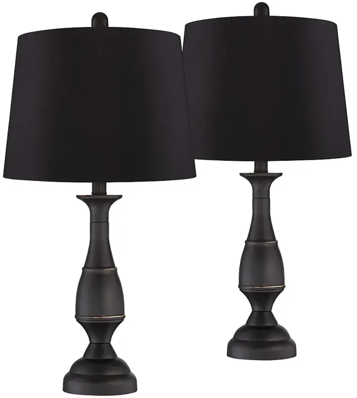 Regency Hill Ben 25" Dark Bronze Black Shade Table Lamps Set of 2