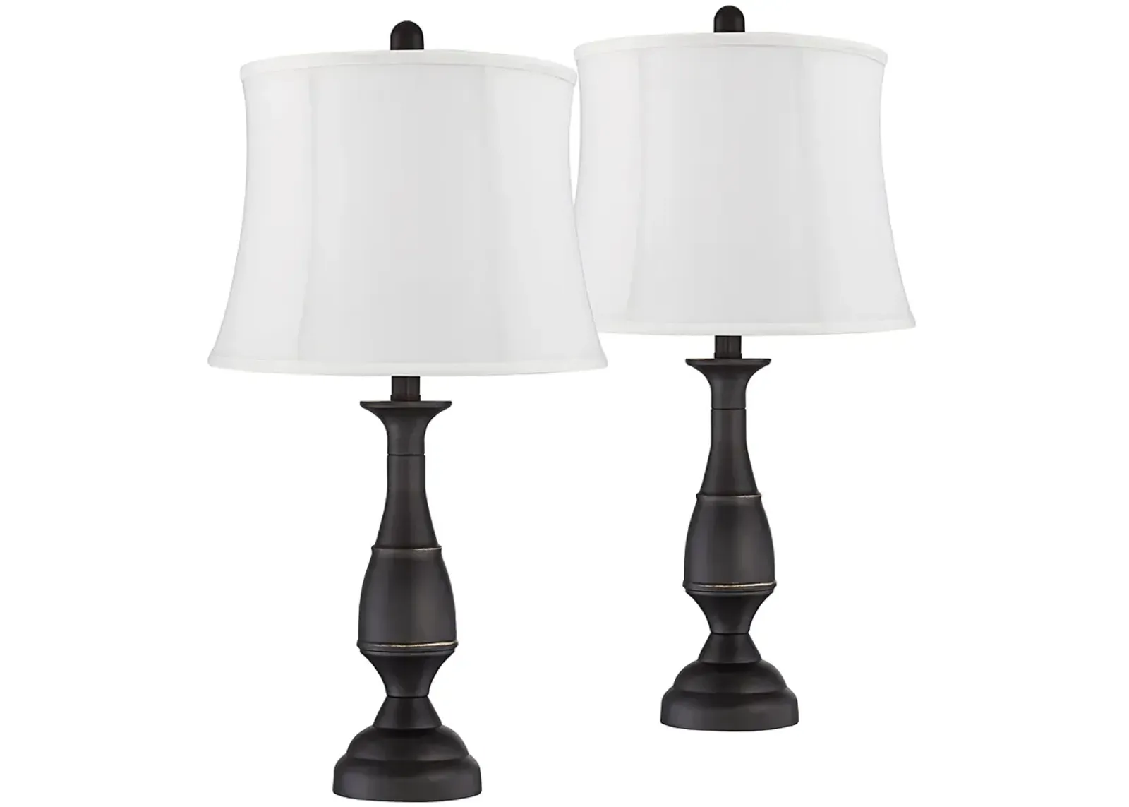 Regency Hill Ben 25" Dark Bronze White Shade Table Lamps Set of 2