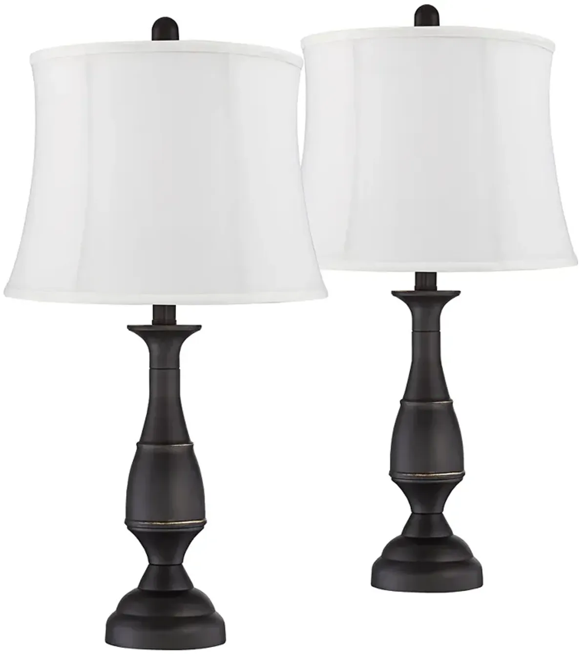 Regency Hill Ben 25" Dark Bronze White Shade Table Lamps Set of 2