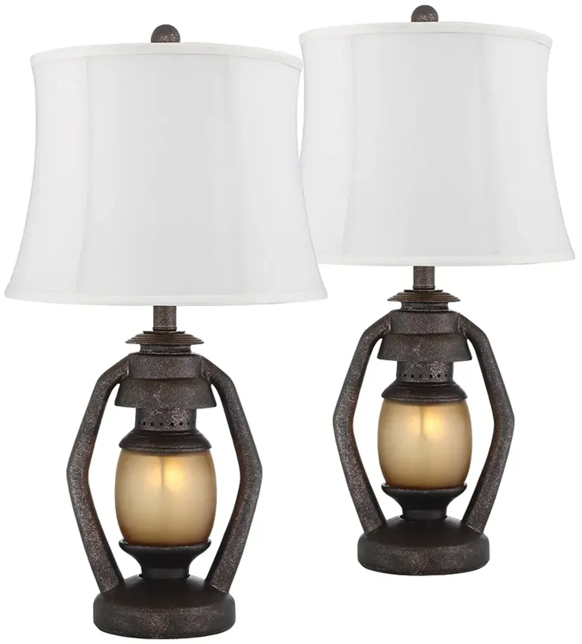 Franklin Iron Works Rustic Miner Night Light Lamps Set of 2