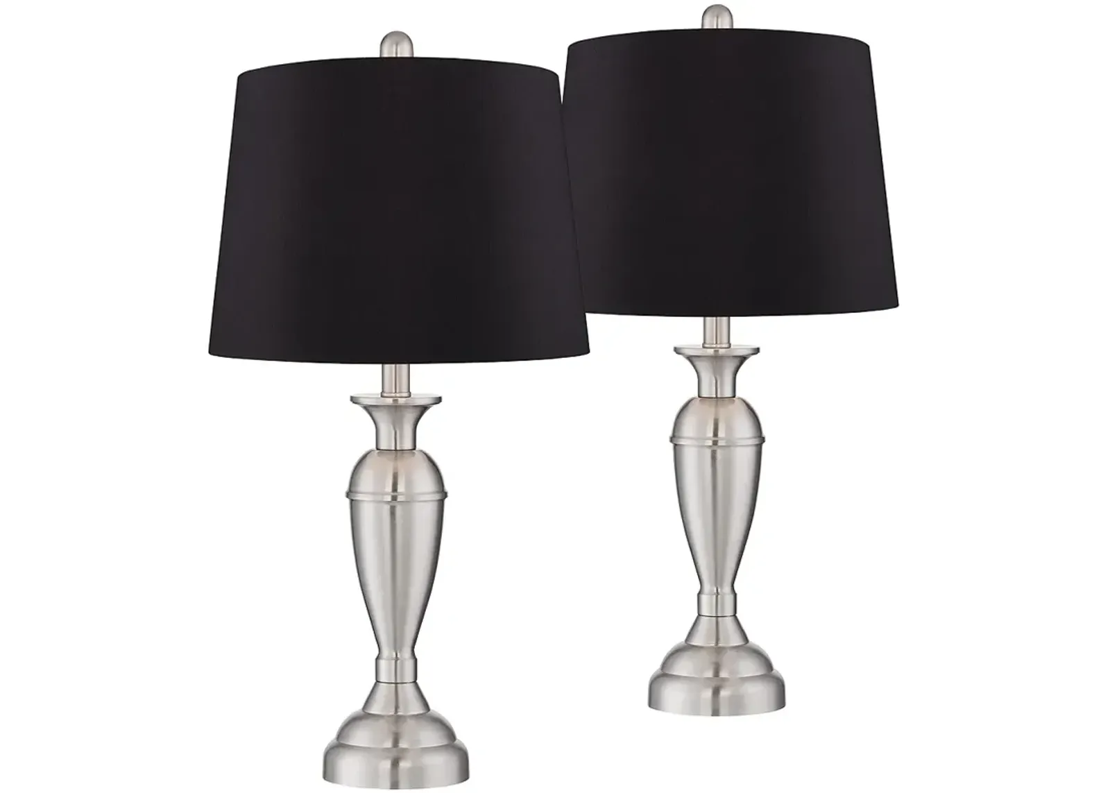 Regency Hill Blair 25" Brushed Nickel Black Shade Table Lamps Set of 2