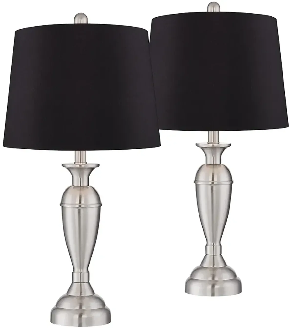 Regency Hill Blair 25" Brushed Nickel Black Shade Table Lamps Set of 2