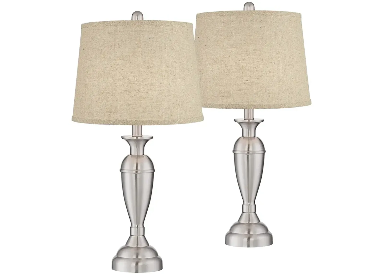 Regency Hill Blair 25" Brushed Nickel Burlap Table Lamps Set of 2