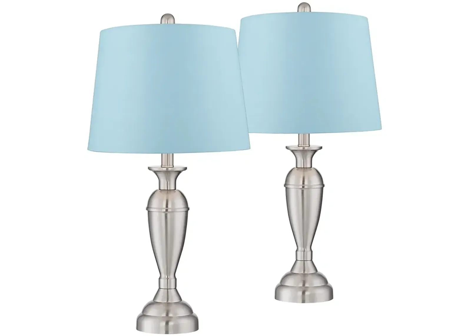 Regency Hill Blair 25" Brushed Nickel Blue Shade Table Lamps Set of 2