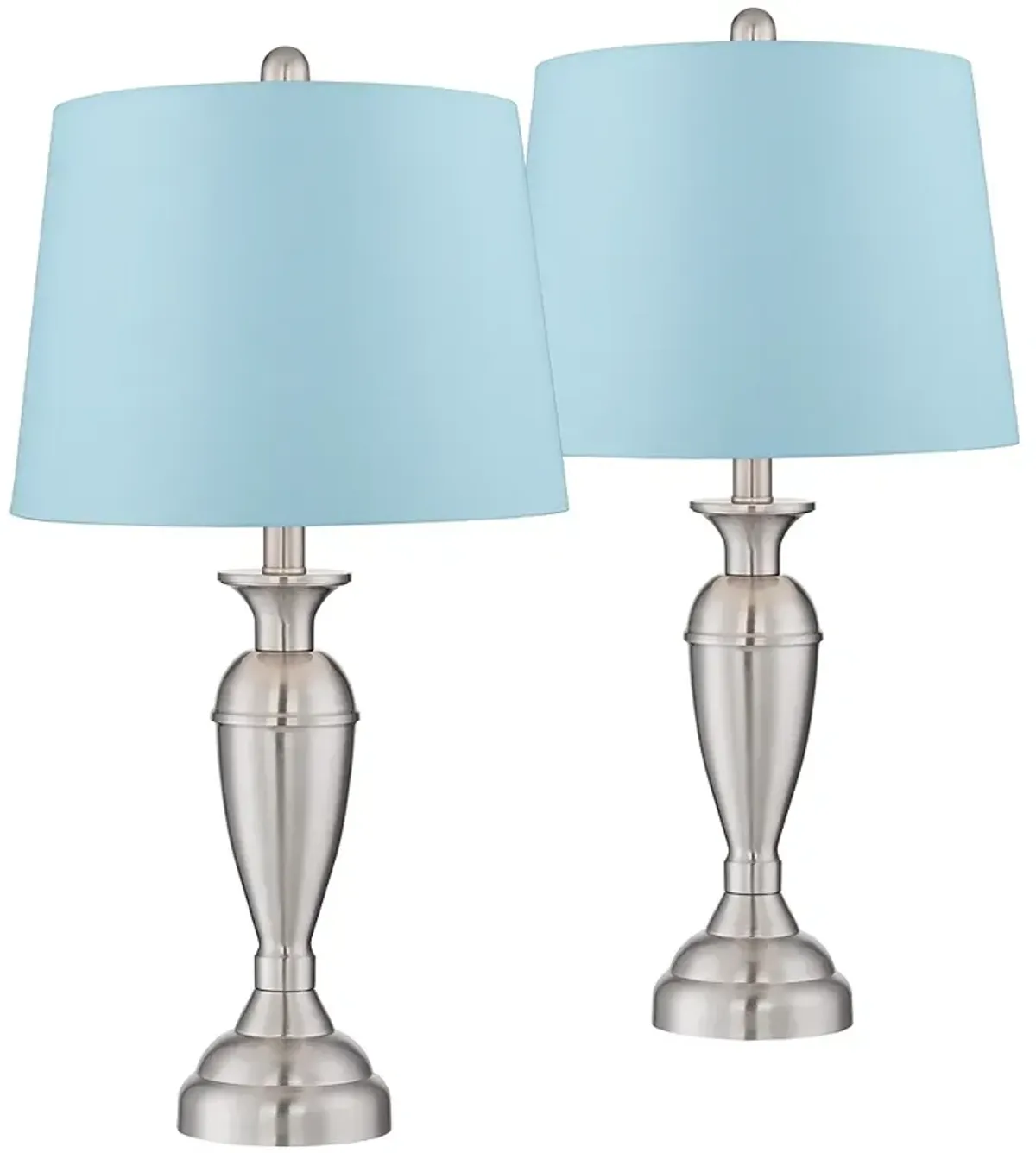 Regency Hill Blair 25" Brushed Nickel Blue Shade Table Lamps Set of 2