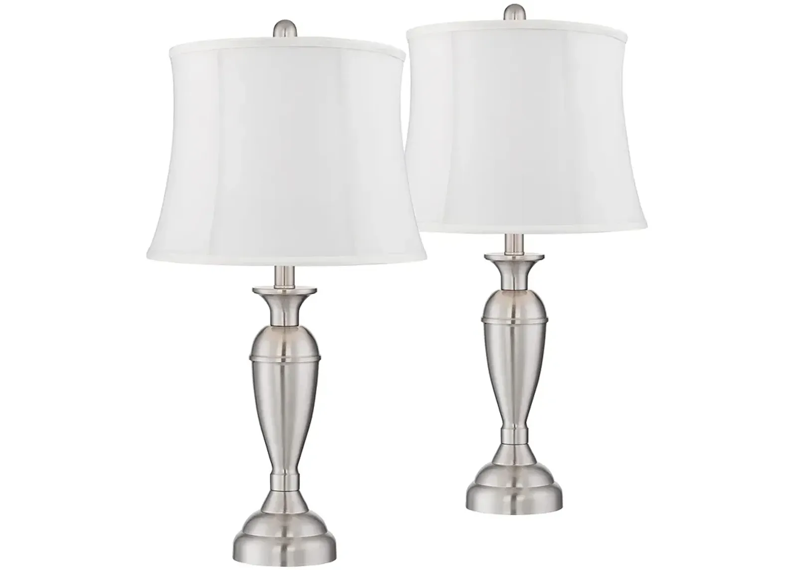 Regency Hill Blair 25" Brushed Nickel White Shade Table Lamps Set of 2