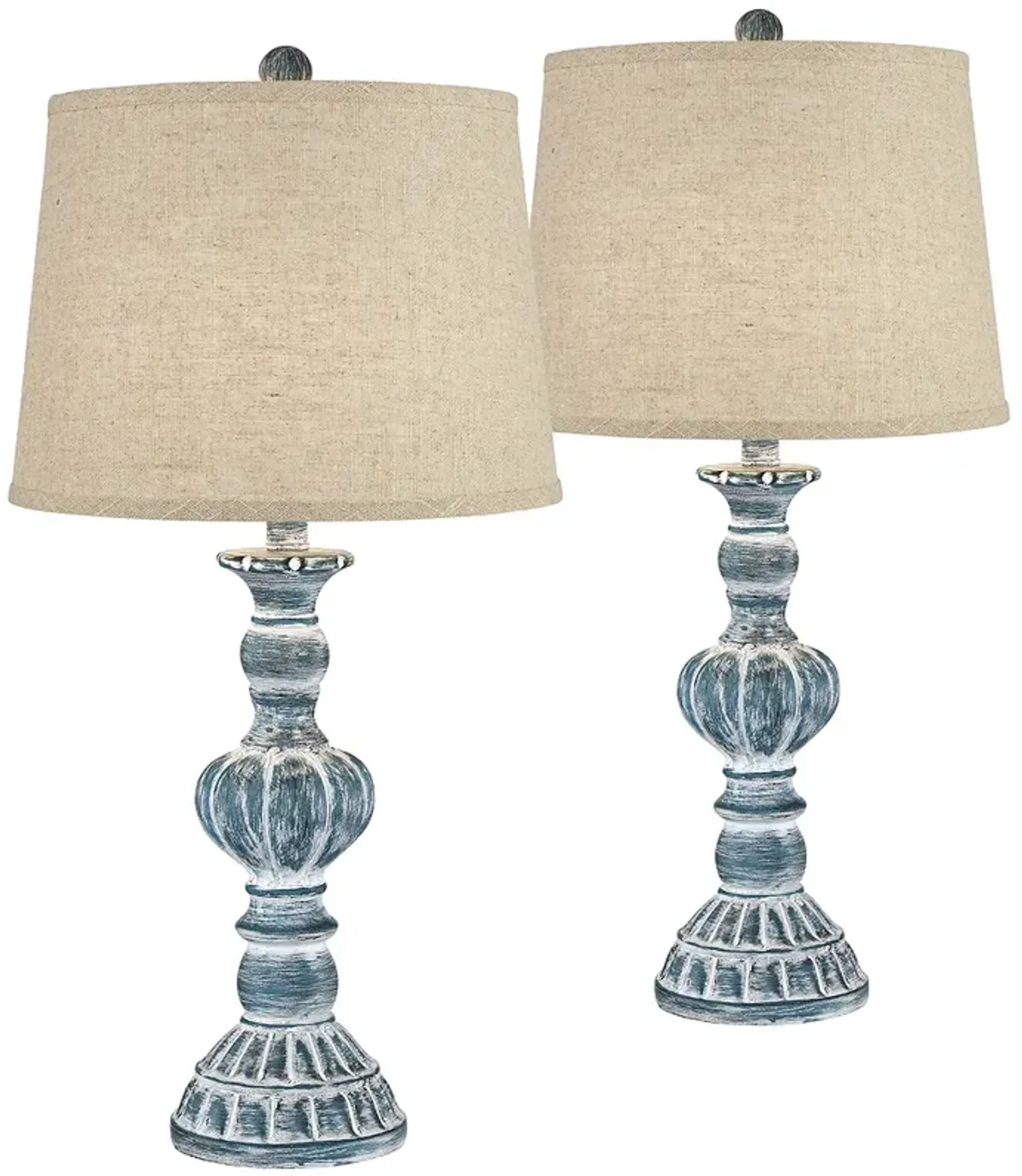 Regency Hill Tanya 26 1/2" Blue Wash Burlap Linen Table Lamps Set of 2