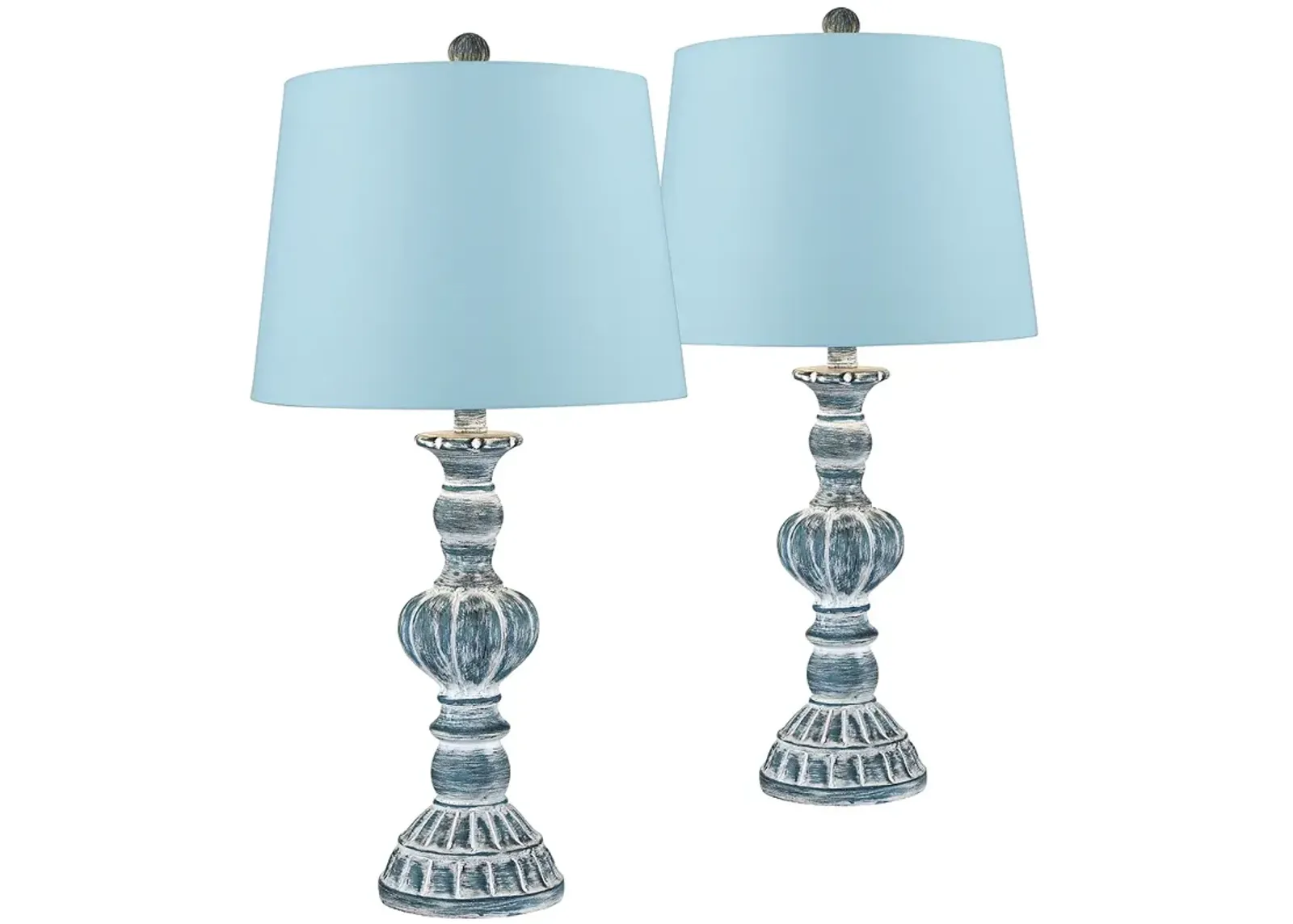 Regency Hill Tanya 26 1/2" Blue Wash Blue Shade Table Lamps Set of 2