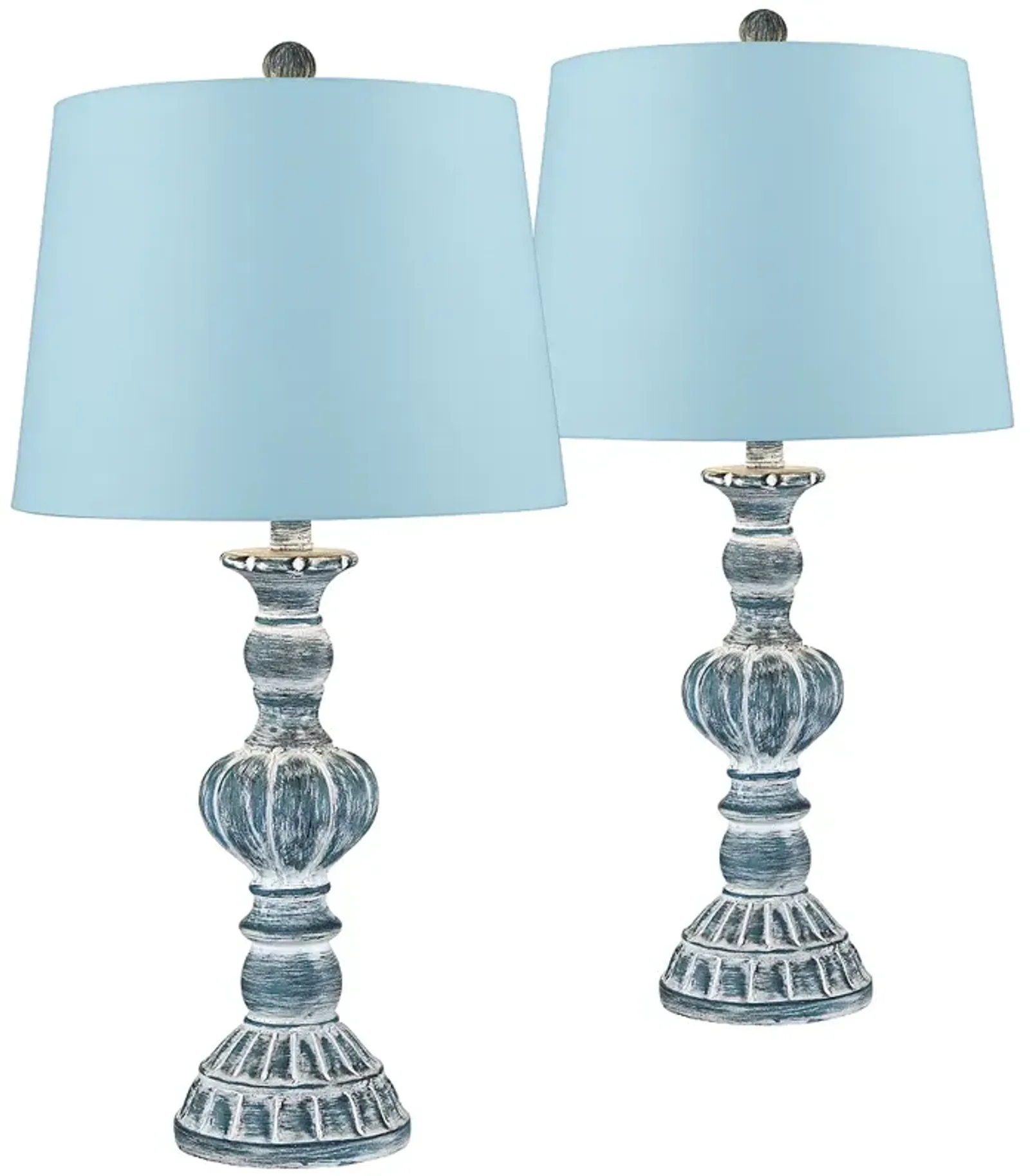 Regency Hill Tanya 26 1/2" Blue Wash Blue Shade Table Lamps Set of 2